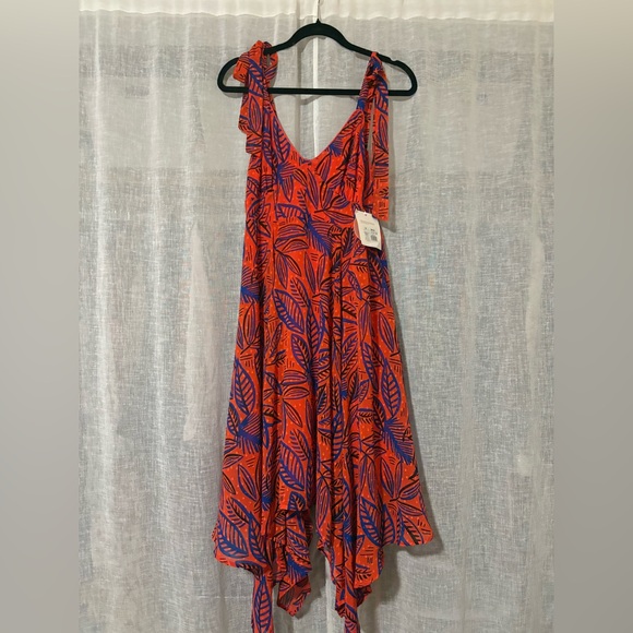 Alexis Orange and Blue Asymmetrical Dress - Picture 1 of 13